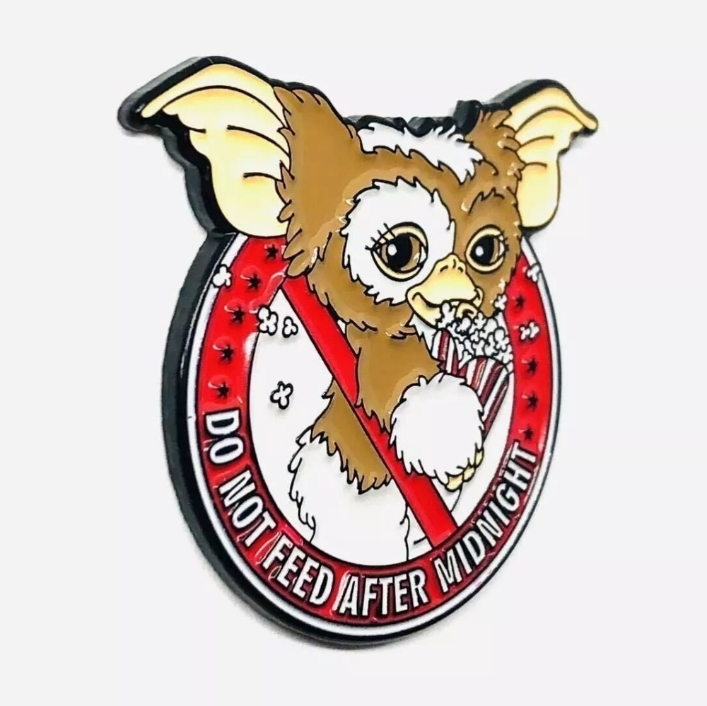 Do Not Feed After Midnight Gizmo Enamel Brooch - Brown & Red - Picture 2 of 4